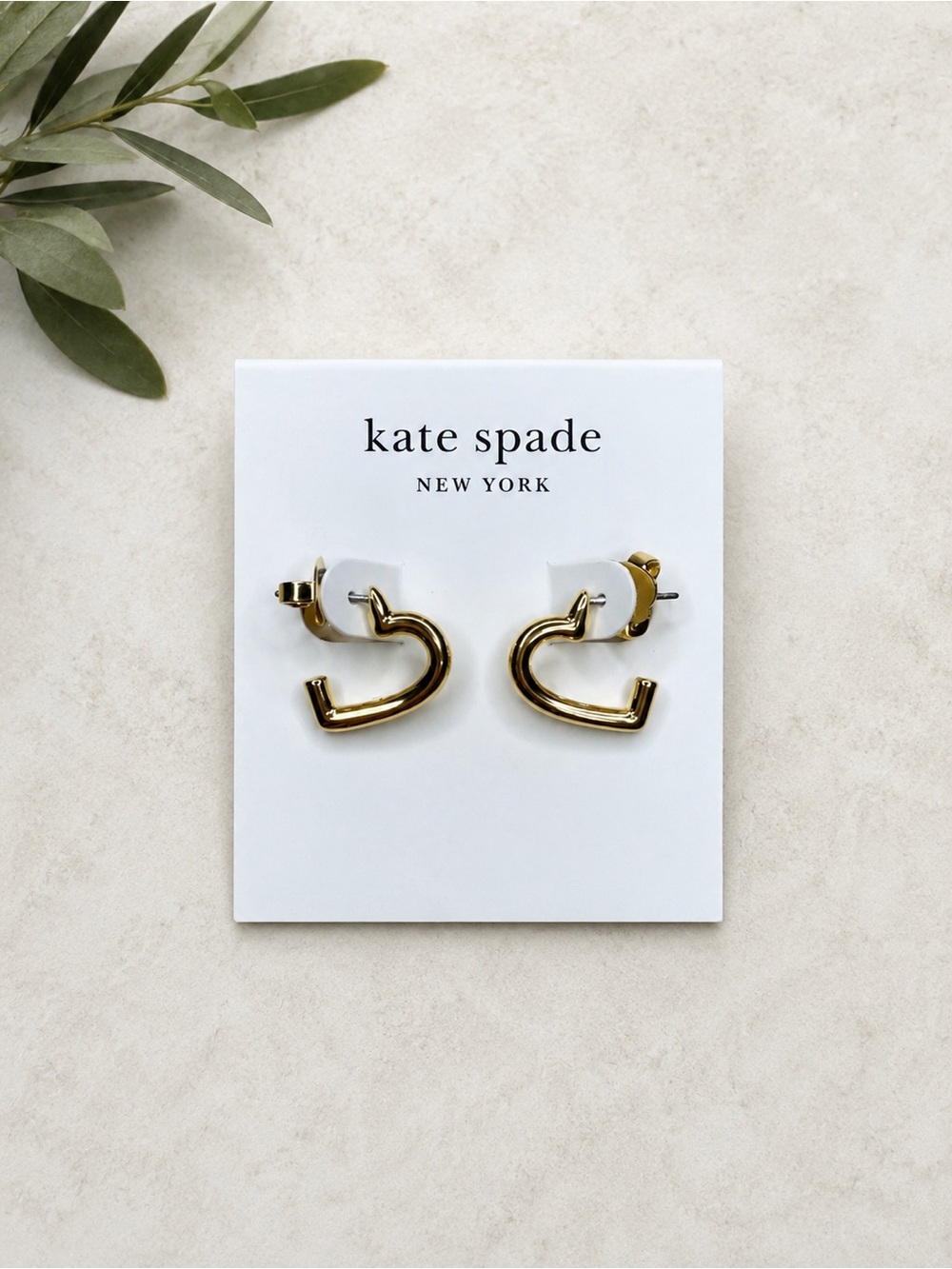kate spade Gold ‘Heart You’ Hoop Earrings NWT $58